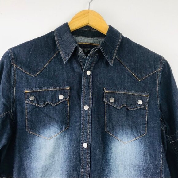 Carreli Jeans Cotton long-sleeve collar Snap up denim Shirt Women Shacket Size M - Picture 11 of 14